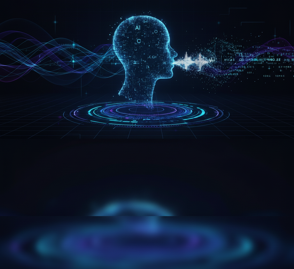 Abstract visualization of AI voice transcription