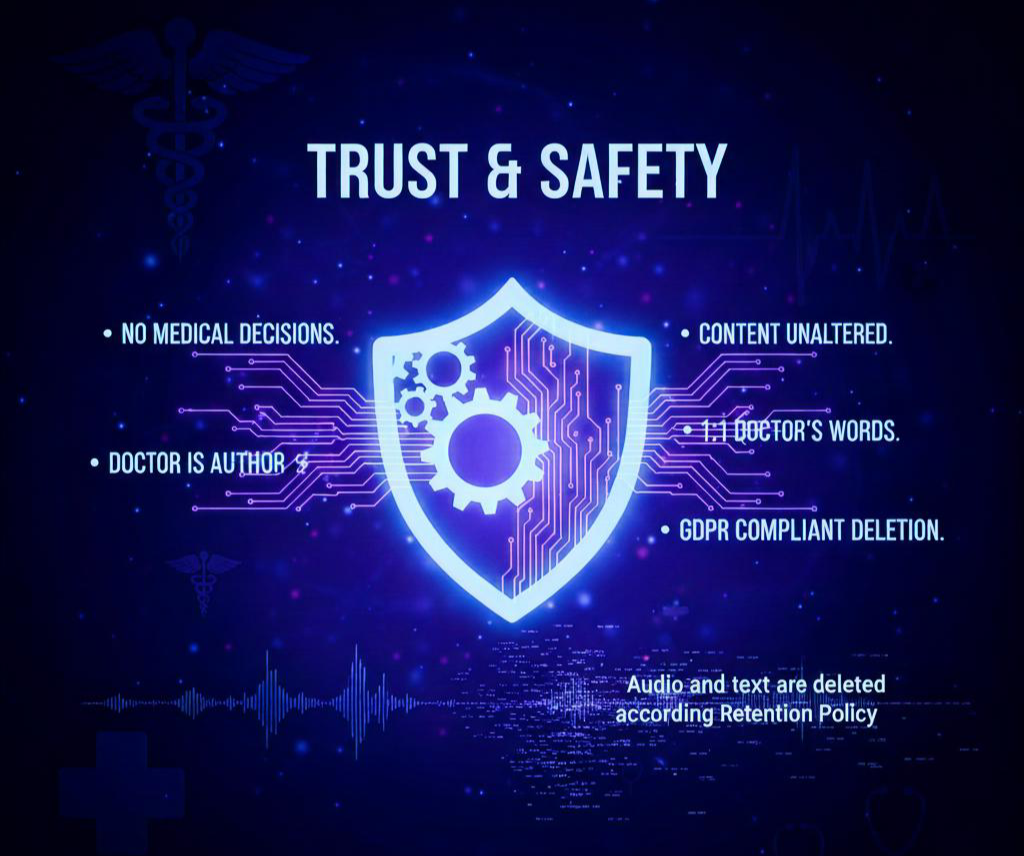 A glowing shield with circuitry patterns symbolizing trust and safety in technology.